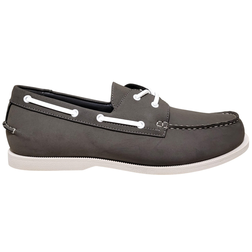 Club Room Men 2-Eye Casual Boat Shoes Elliot Size US 11M Grey Faux Leather - Picture 2 of 5